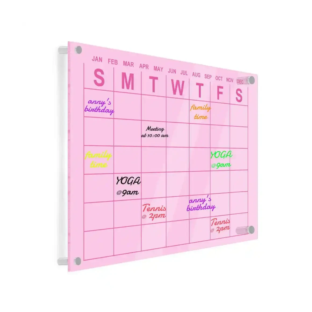 Pink Acrylic Wall Calendar